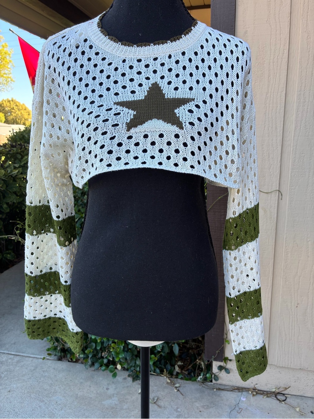 Y2K Fairycore Star Crochet Knit Ultra Crop Sweater S whimsigoth celestial